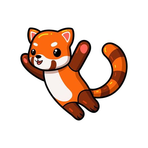 Cute Little Red Panda Cartoon Jumping 10382147 Vector Art At Vecteezy