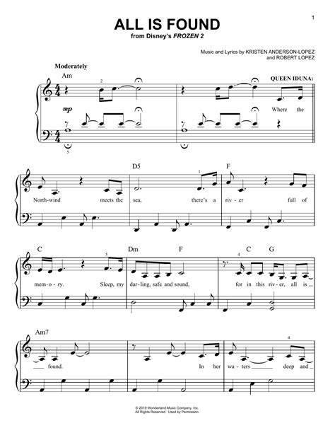 F# db there's a mother full of memory. All Is Found (from Disney's Frozen 2) (Easy Piano) - Print ...