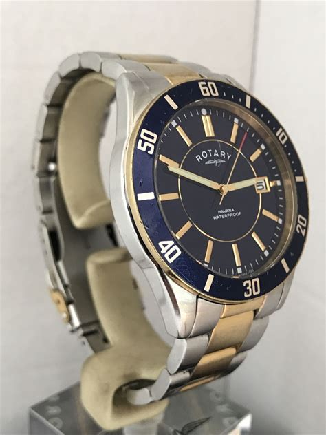 Rotary Mens Havana Blue Dial Two Tone Stainless Steel Bracelet Watch