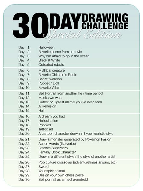 30 Day Drawing Challenge Drawing Challenge 30 Day Drawing Challenge