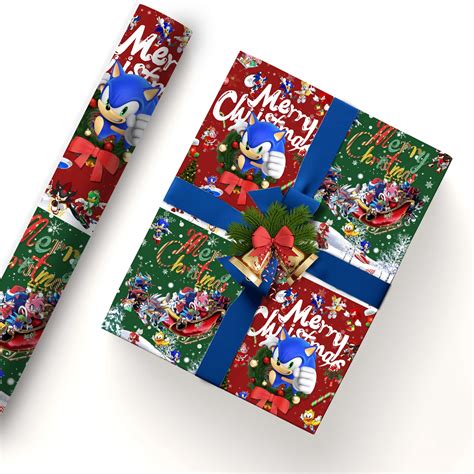 Inthink Pack Of Sonic Christmas T Wrapping Paper 51x75cm Sonic