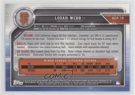 Bowman Chrome Prospects Mega Box Mojo Refractor Logan Webb Bcp