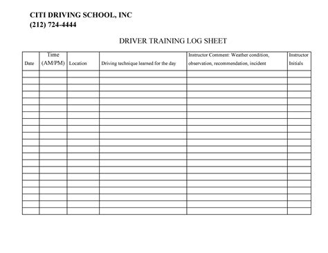 Printable Driver Daily Log Sheet Template Printable Form Templates