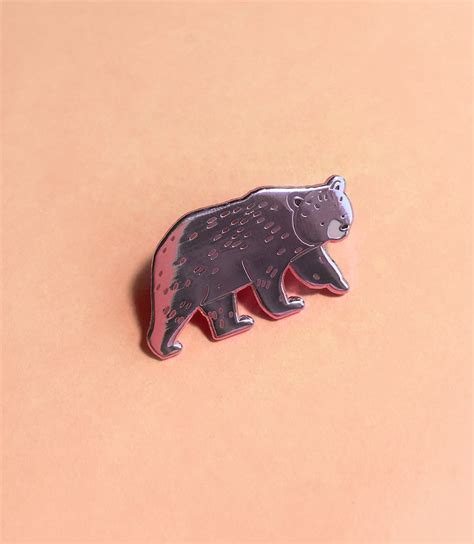 Bear Enamel Pin Woodland Animal Pin Badge Hard Enamel Pin Etsy