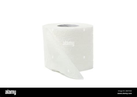 Single Toilet Paper Isolated On White Background Stock Photo Alamy