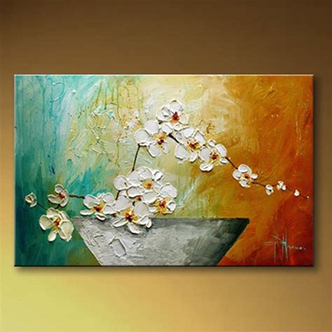 Hand Painted Flower Oil Painting With Stretched Frame Wall Art Ideas