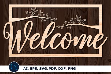 Laser Cut Welcome Sign Svg Grafika Przez Ngised · Creative Fabrica