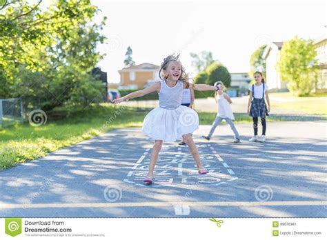 Cheerful School Age Child Play On Playground School Stock Image Image