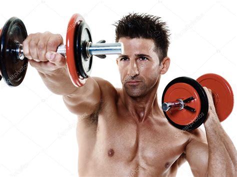 Man Weights Exercises Isolated Stock Photo By ©stylepics 109933282