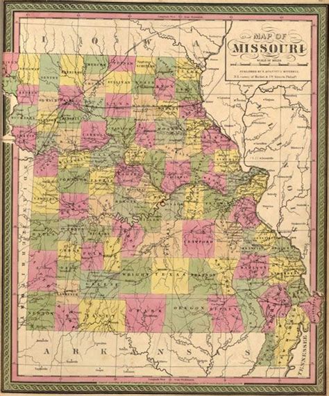Missouri State 1849 Historic Map By S Augustus Mitchell Reprint