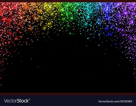 Rainbow Confetti On Black Background Arch Shape Vector Image