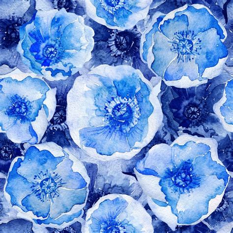 Seamless Pattern Blue Watercolor Flowers Stock Photo By ©inna73 62901081