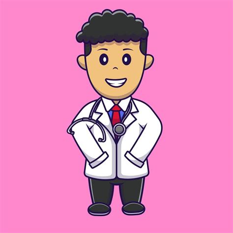 Cute Boy Doctor Cartoon Vector Icons Illustration Flat Cartoon Concept