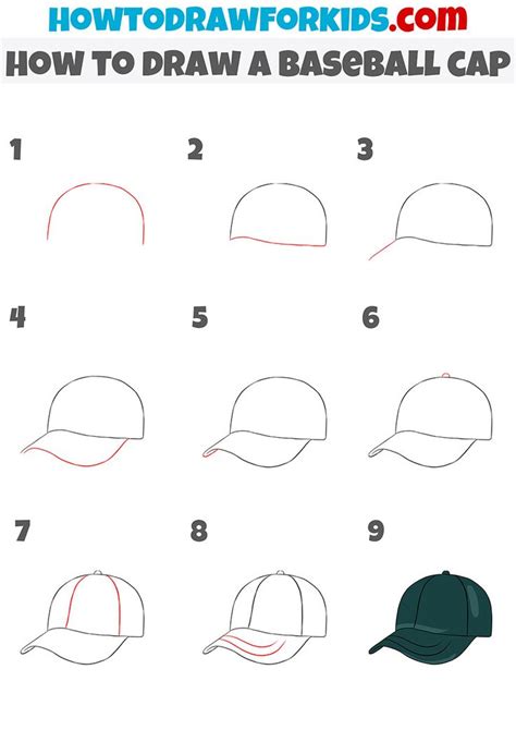How To Draw A Baseball Cap Step By Step Drawing Hats Cap Drawing