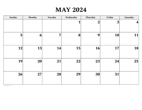 May 2024 Calendar | Free Printable PDF, XLS and PNG