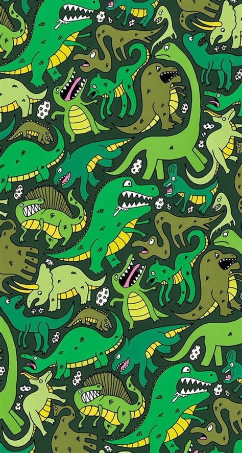 Download Many Green Dino Kawaii Iphone Wallpaper