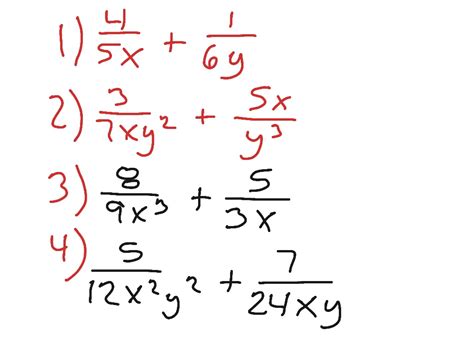 Adding Algebraic Fractions With Unlike Denominators Showme