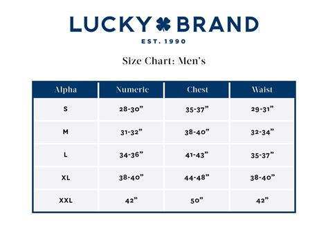 Lucky Brand Size Chart F