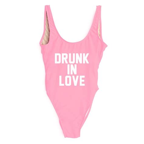 Drunk In Love Letter Print 2020 Swimming Suit Women Swimwear One Piece Swimsuit Plus Size Summer
