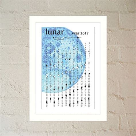 2017 Blue Moon Lunar Calendar Printable Pdf Instant Etsy Lunar
