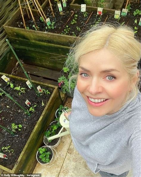 holly willoughby looks radiant as she poses while gardening daily mail online