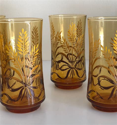 Vintage Harvest Gold Libbey Vintage Glasses Etsy