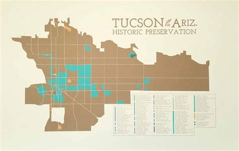 Historic Tucson Map Tanline Printing