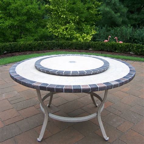 Oakland Living Stone Art Conversation Table With Lazy Susan