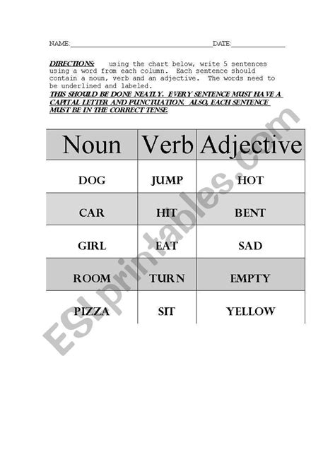The person and number of the noun phrase which is the subject of a clause decides the person and number of the. Noun Verb Sentences Worksheets — db-excel.com