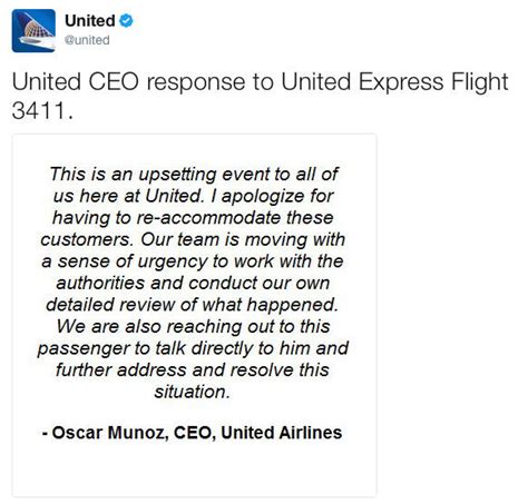 United Ceo Response To United Express Flight 3411 United Airlines Passenger Removal Know