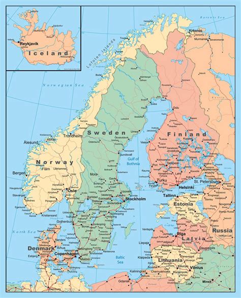 Detailed Political Map Of Scandinavia Baltic And Scandinavia Europe