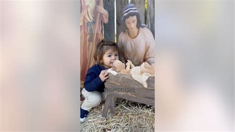 Texas Toddlers Sweet Interaction With Virgin Mary And Baby Jesus