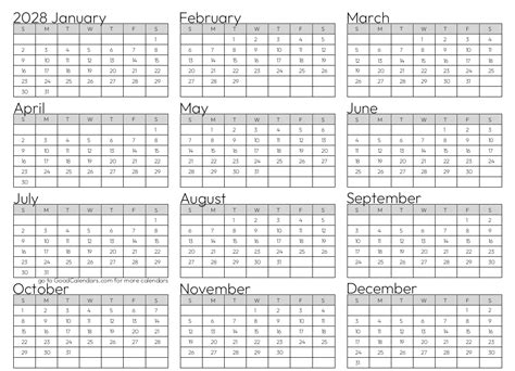 Select A Layout For Your 2028 Calendar