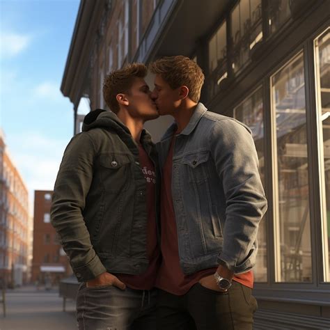 Premium Ai Image Two Handsome Gay Men Kiss Each Other