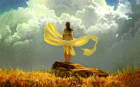 Girl Clouds Art Wallpaper 1920x1200 10555