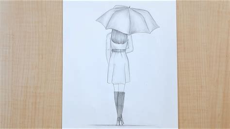 Drawing A Girl With An Umbrella Youtube