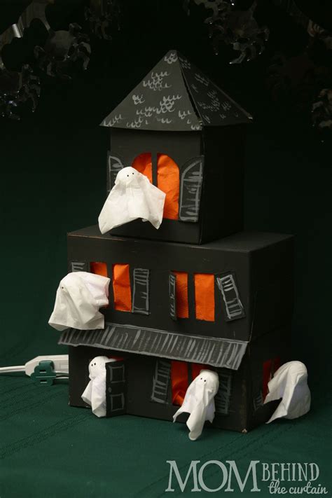 Easy Diy Halloween Craft Tissue Box Haunted House Mom Behind The Curtain