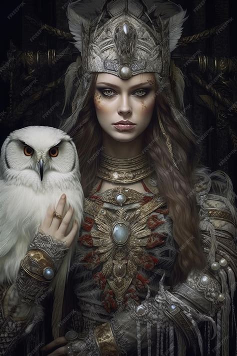 Premium Ai Image A Woman With A White Owl