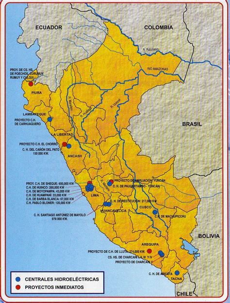PARA MIS TAREAS: MAPA DE LAS CENTRALES HIDROELÉCTRICAS DEL PERÚ