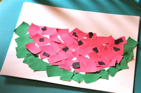 Simple Summer Craft Ripped Paper Watermelon The Chirping Moms
