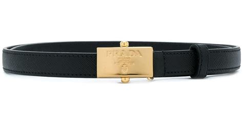 Prada Black Logo Plaque Belt Lyst