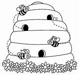 Coloring Bee Beehive Coloringbay sketch template