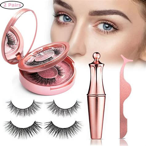 2 pairs magnetic liquid eyeliner with magnetic false eyelashes lashes kit doha