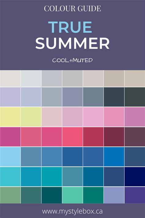 True Summer Color Guide Summer Color Palette Color Me Beautiful