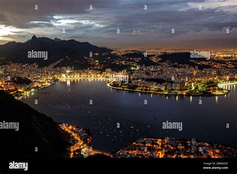 Panoramic View Of Rio De Janeiro In The Twilight Sunset View From