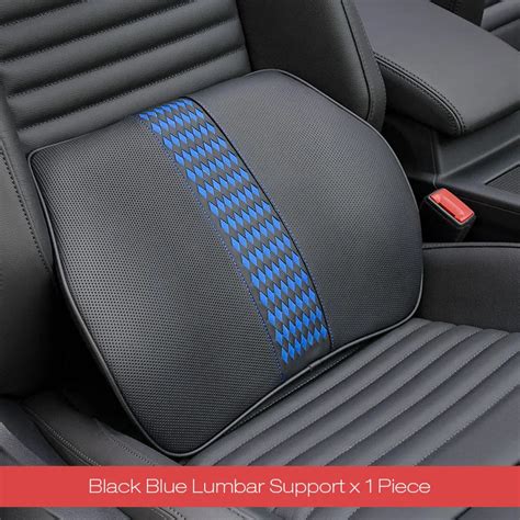 Loen Leather Car Seat Support Cover Lumbar Back Rest Cushion Memory