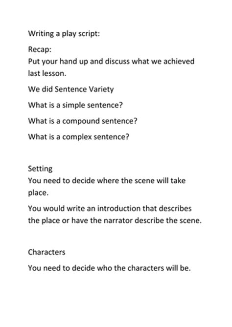 Play Scripts By Lucykeepx Teaching Resources Tes