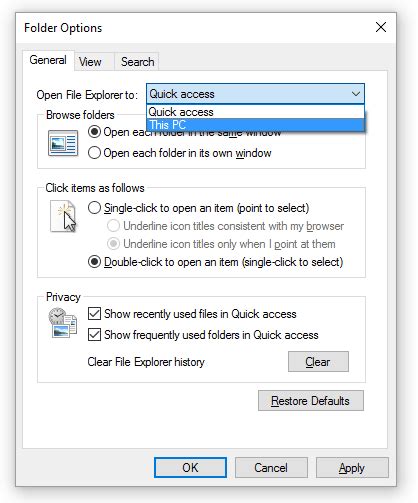 How To Change File Explorer Default Start Folder In