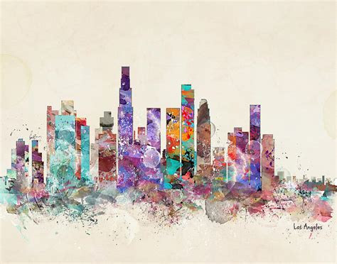 Los Angeles Skyline Painting By Bri Buckley Pixels