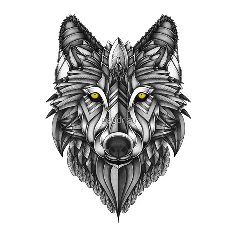 Aucun risque pour la peau : "Ornate Wolf" by psydrian | Redbubble